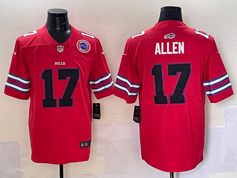 Men 2025 Buffalo Bills 17 Allen Red Throwback Nike Limited NFL Jersey style 4